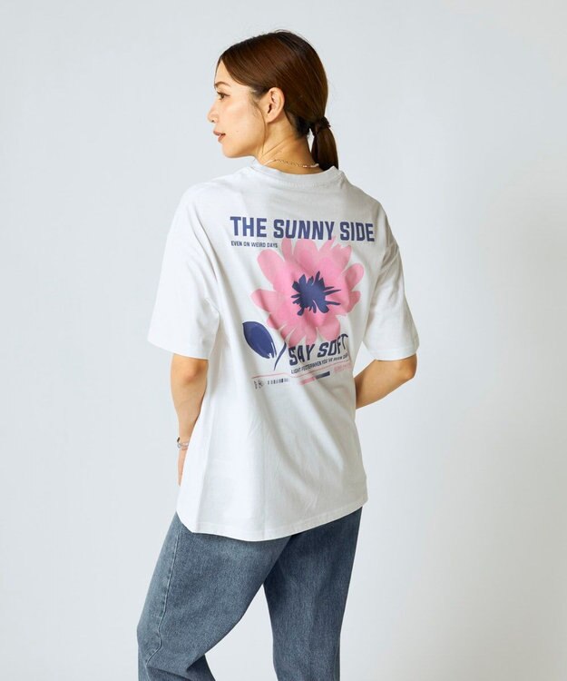 OP／FILA 【Ocean Pacific】フラワーバックプリントTシャツ ホワイト