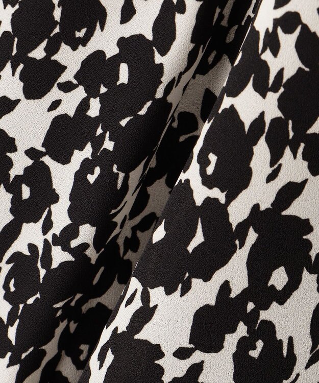 ICB 【洗える】シルエットフラワープリント マーメイドスカート ブラックベース柄