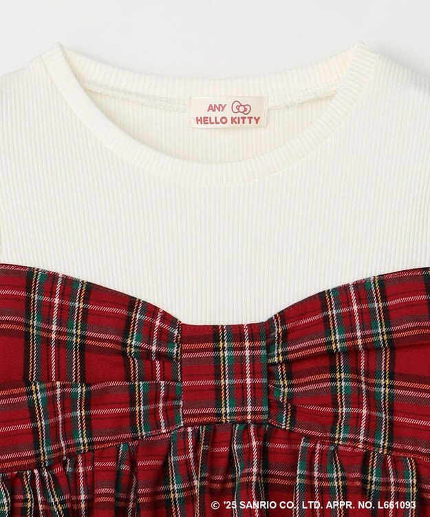 ANY KIDS 【ハローキティ×ANY KIDS】ドッキング刺繍 長袖Tシャツ レッド