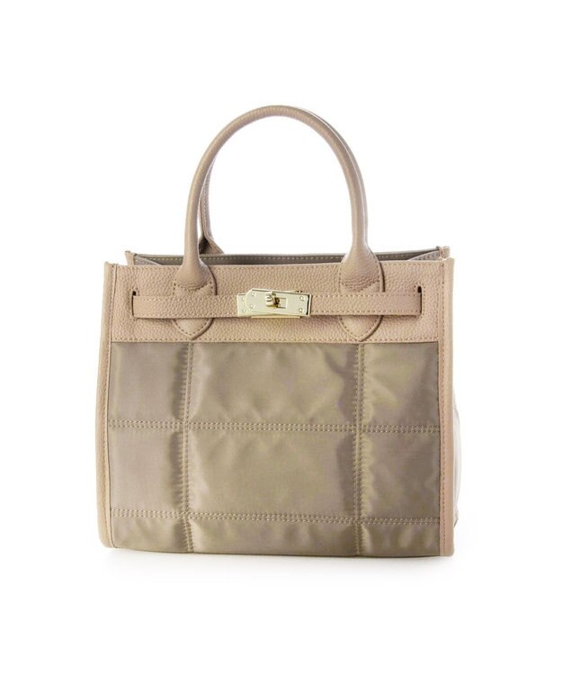 UNBILLION ペルケ perche / ナイロンキルト×クロコ型押し牛革2wayトートバッグS オーク