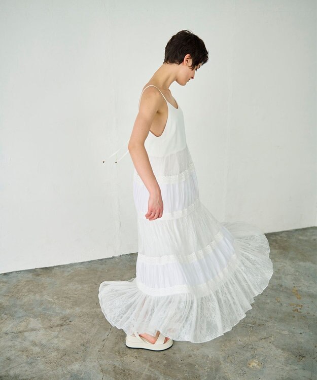 GRACE CONTINENTAL レースコンビキャミソールワンピース ホワイト