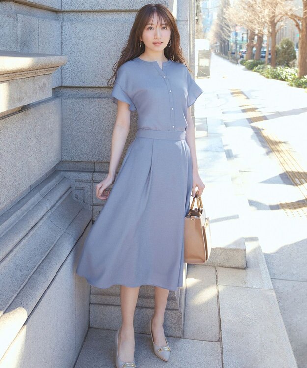 ANY SIS 【美人百花6月号掲載】スムージーポリエステル ブラウス ライトブルー