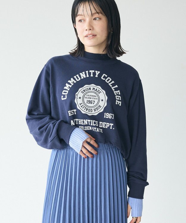 CRAFT STANDARD BOUTIQUE カレッジプリントショートプルオーバー Navy