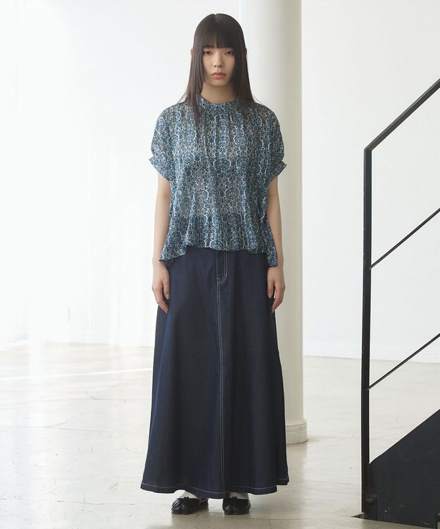 J.PRESS YORK STREET 【WOMEN】ライトダンガリー デニムスカート ネイビー系