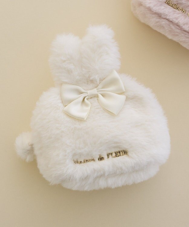 Maison de FLEUR イースターラビットフェイクファーポーチ Ivory