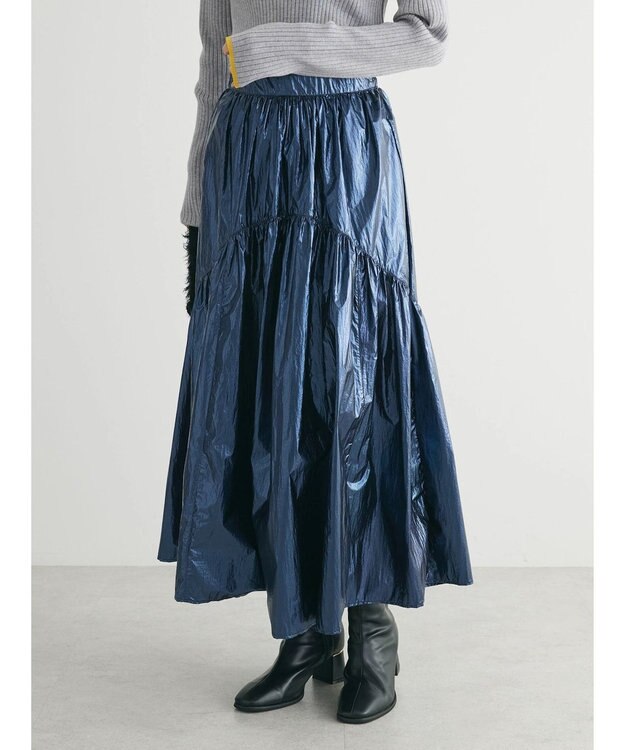 Green Parks ・ＥＬＥＮＣＡＲＥ　ＤＵＥ　メタリックティアードスカート Navy