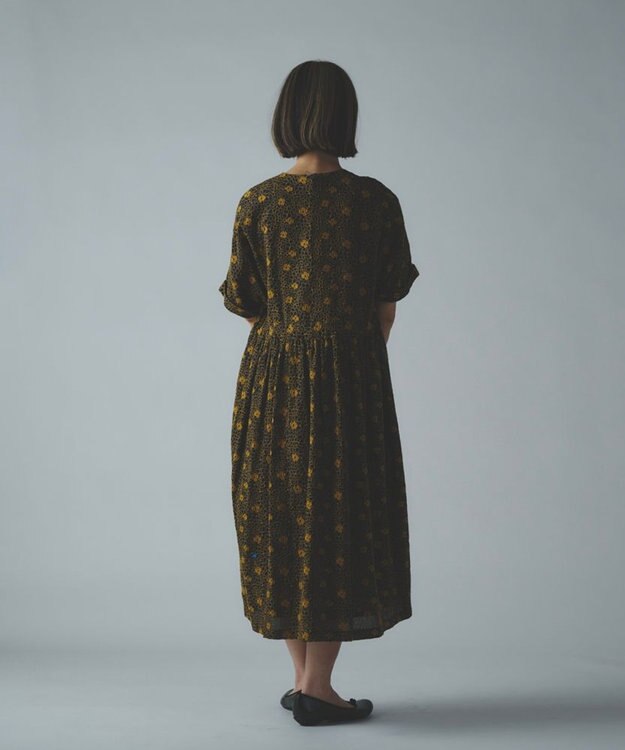 muuc 【手刺繍のような刺繍が美しい】ハイドランジア ドレス ダークネイビー