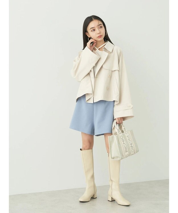 earth music&ecology カットツイルショートパンツ Grayish Blue