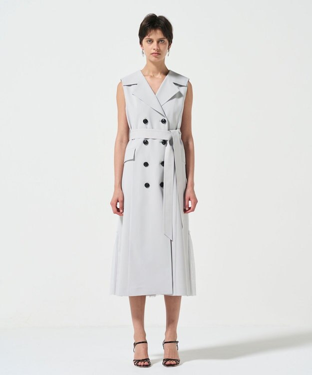 GRACE CONTINENTAL バックプリーツトレンチワンピース グレー