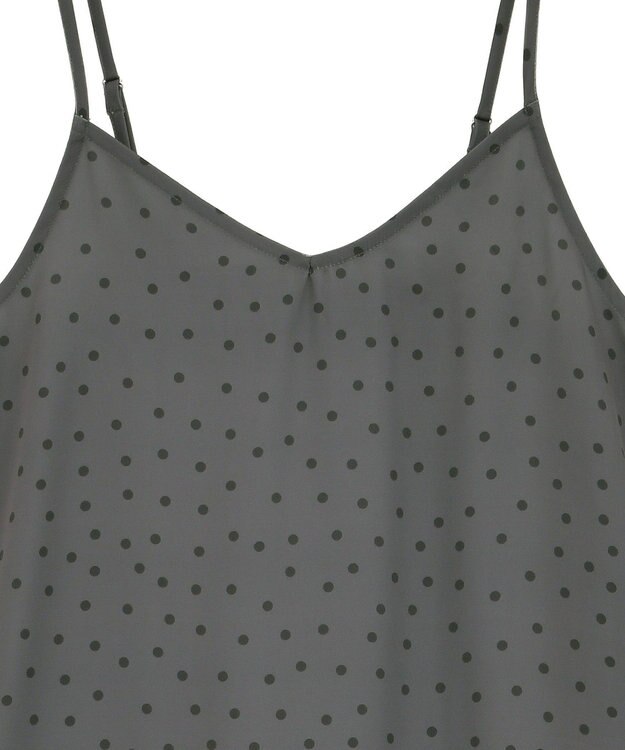 earth music&ecology アソートサテンキャミワンピース ドットグレー