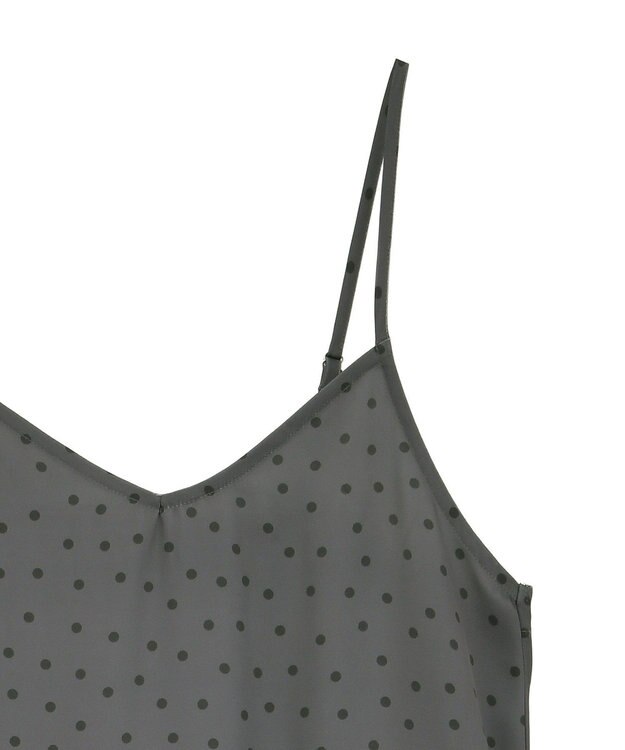 earth music&ecology アソートサテンキャミワンピース ドットグレー