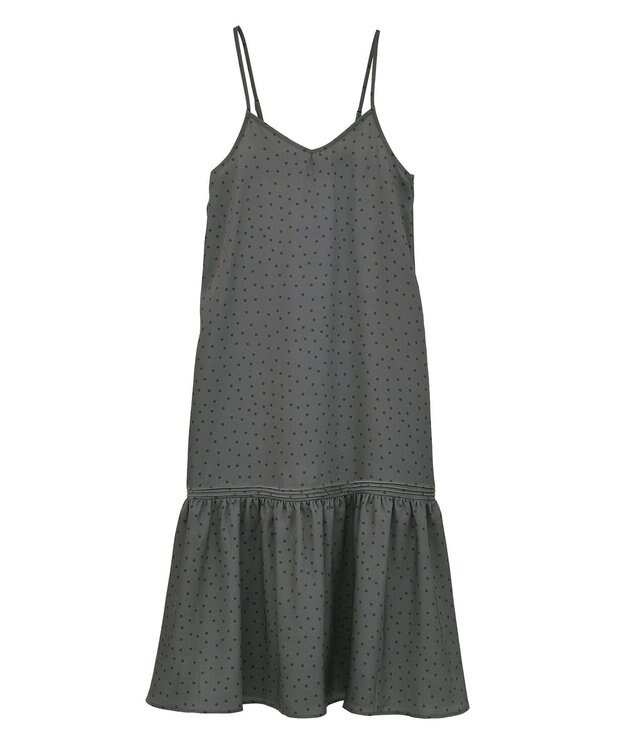earth music&ecology アソートサテンキャミワンピース ドットグレー