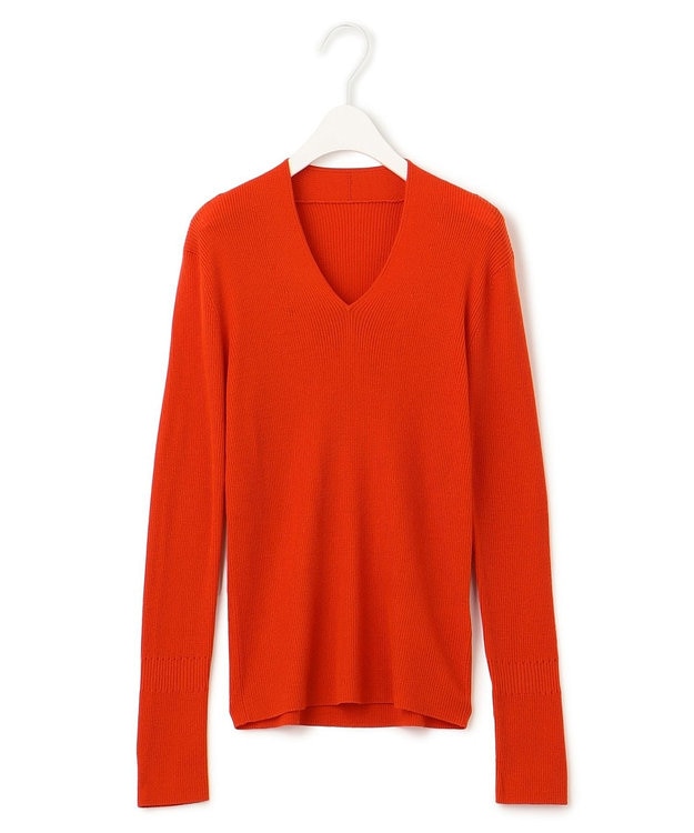 ICB 【洗える】エクストラファインメリノ Vネックプルオーバー シナバー系