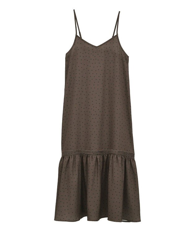 earth music&ecology アソートサテンキャミワンピース ドットブラウン