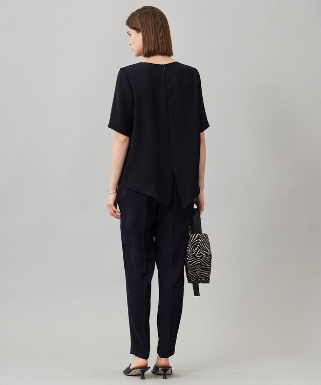 ICB 【UVカット・防シワ・洗える】ライトダブルクロス ドロストパンツ ネイビー系