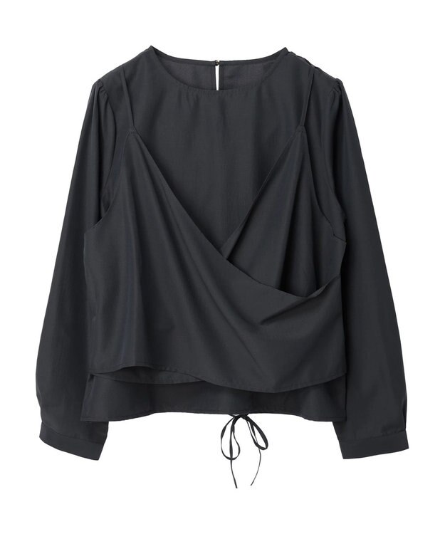 Green Parks レイヤード風ビスチェブラウス Charcoal Gray