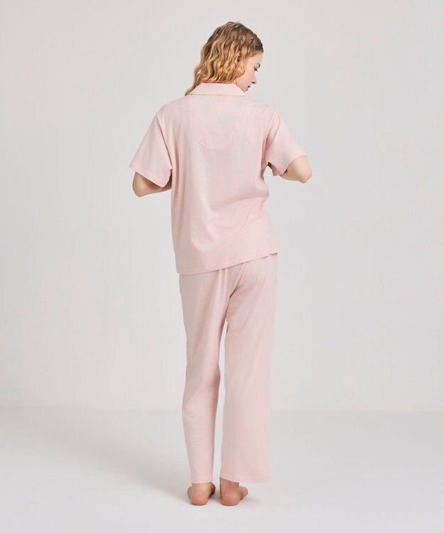 une nana cool 【綿100%】スビン天竺 半袖開襟パジャマ MADE WITH LIBERTY FABRIC ピンク