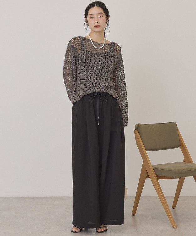 AMERICAN HOLIC 【マルチ機能】ドライタッチワイドパンツ Black