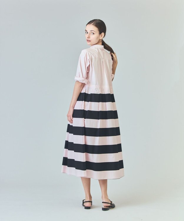 GRACE CONTINENTAL ボーダーコンビシャツワンピース ピンク