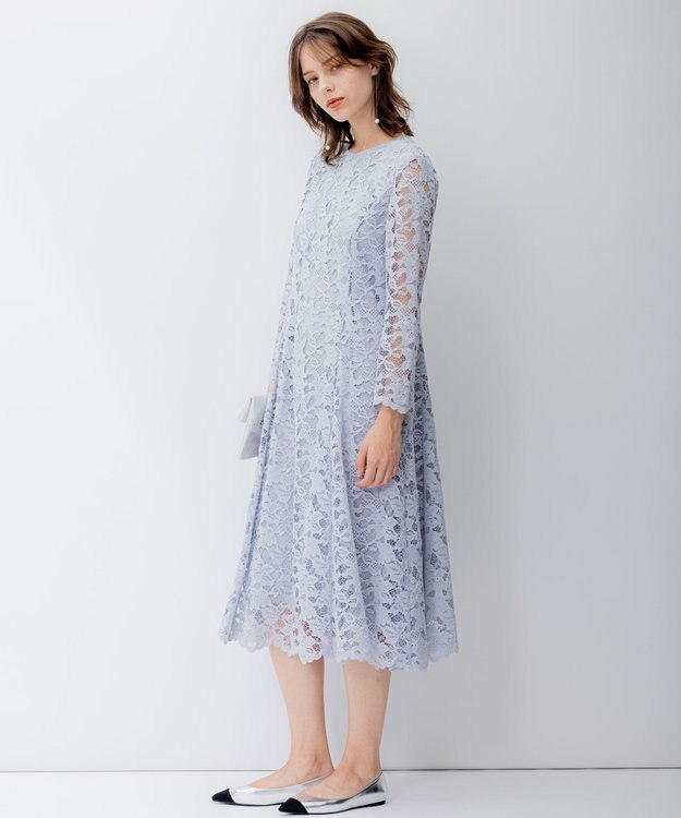 23区 L 【APPLAUDIR】ラッセルフラワーレース ドレス ライトグレー系
