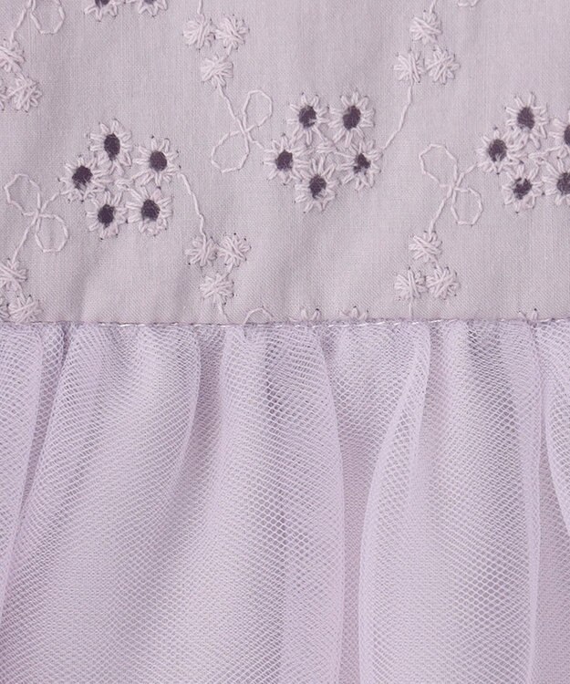 ANY KIDS チュールドッキングTシャツ ホワイト×ラベンダー