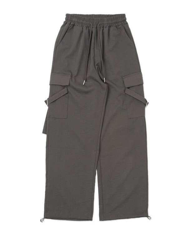 WEGO 【ウエストゴム】サイドベルトカーゴパンツ ブラック中濃色
