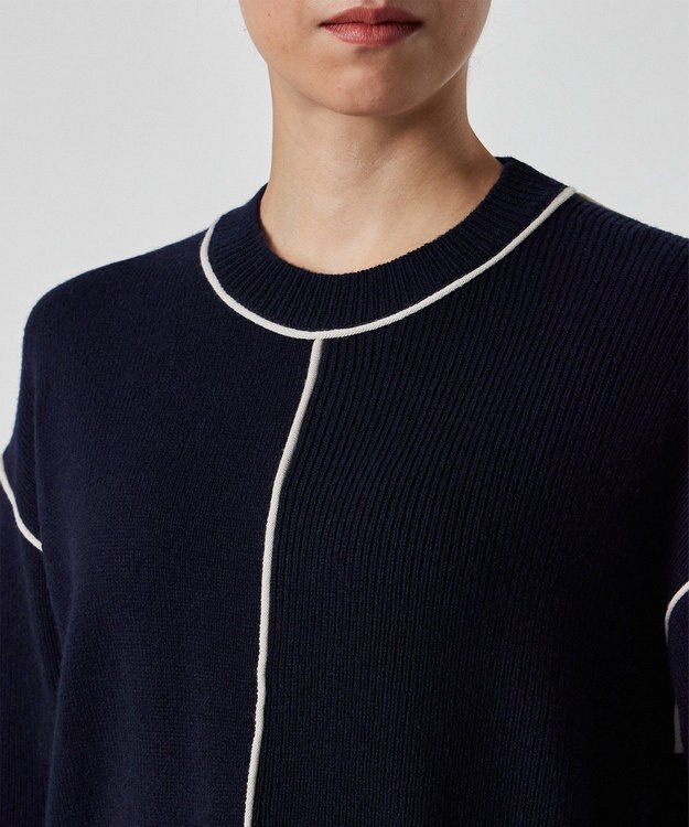 Paul Smith パイピング クルーネック ニット ネイビー