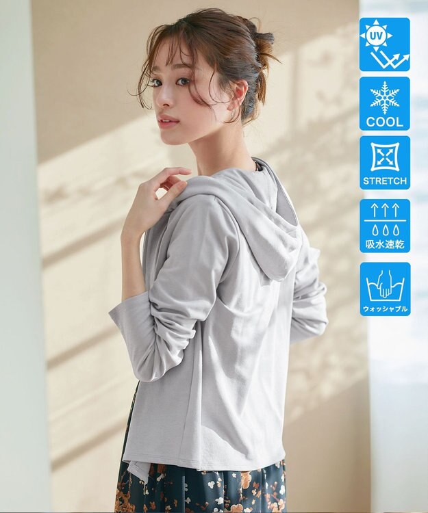 Tiaclasse L 【UVケア・接触冷感】“やみつき”ショートパーカー グレー