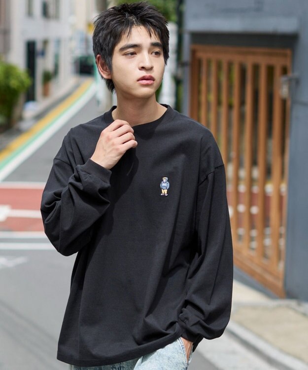 WEGO 【ユニセックス着用ITEM/MLサイズ展開】別注BENDAVISワンポイントT（LS） ブラック