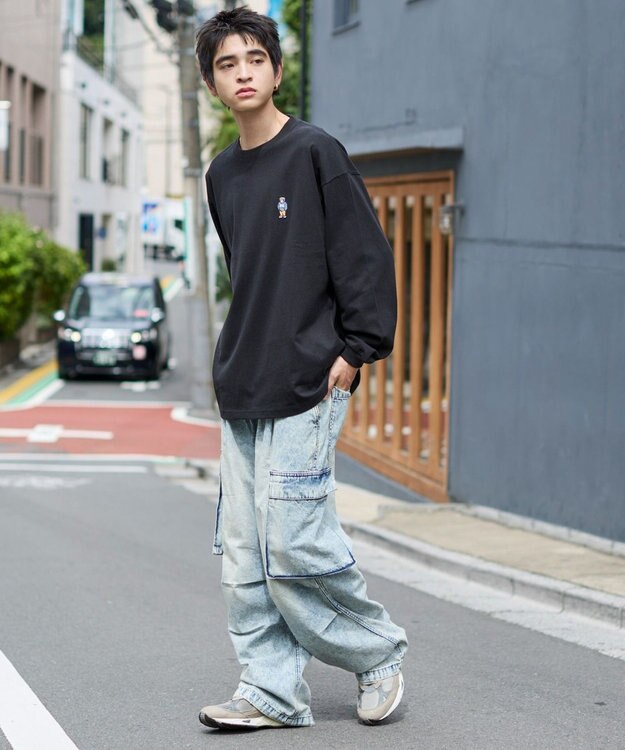 WEGO 【ユニセックス着用ITEM/MLサイズ展開】別注BENDAVISワンポイントT（LS） ブラック