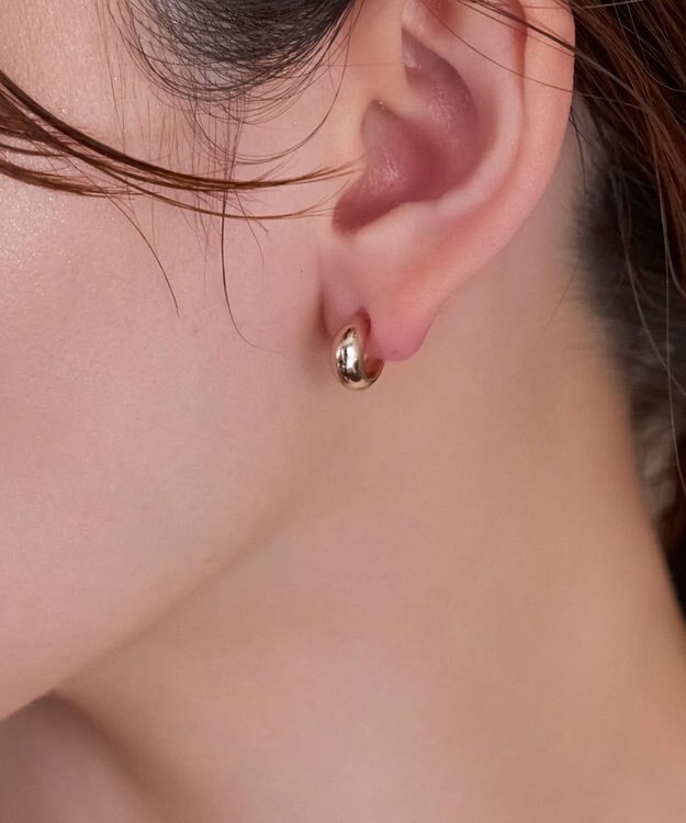 Phoebe 【金属アレルギー対応】ぷっくりフープセラミックピアス　シャンパンゴールド シャンパンゴールド