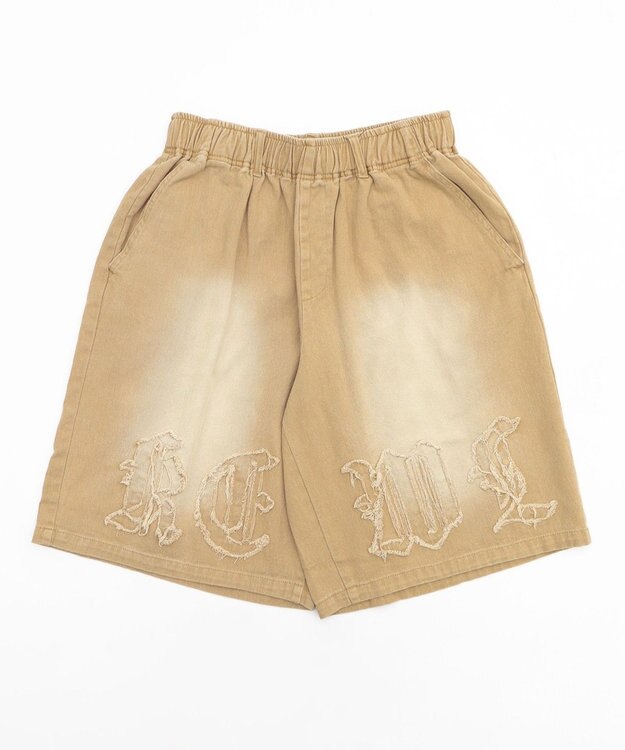 WEGO ツイルブラスト加工ワイドショートパンツ ベージュ