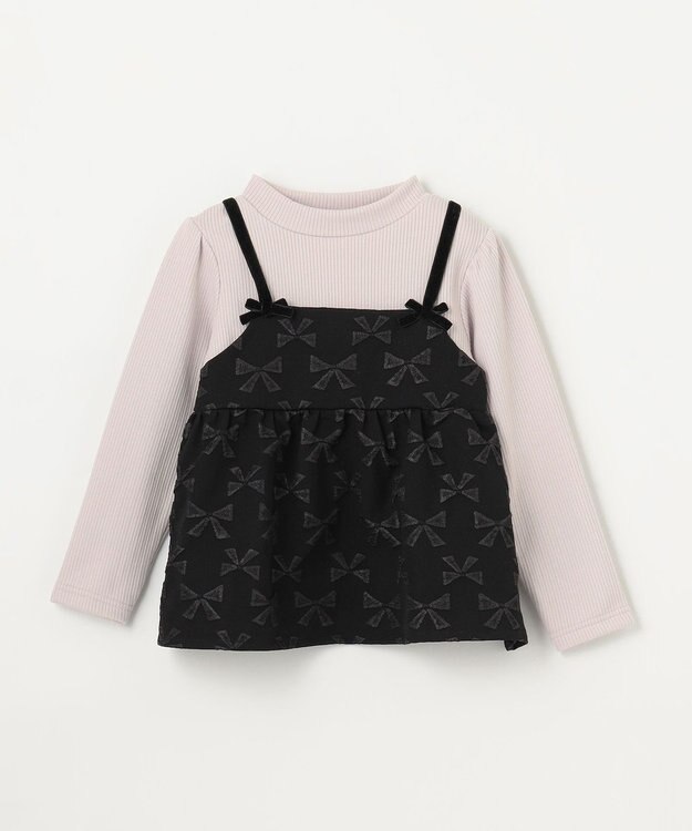 ANY KIDS 総柄リボンドッキングチュニック ブラック