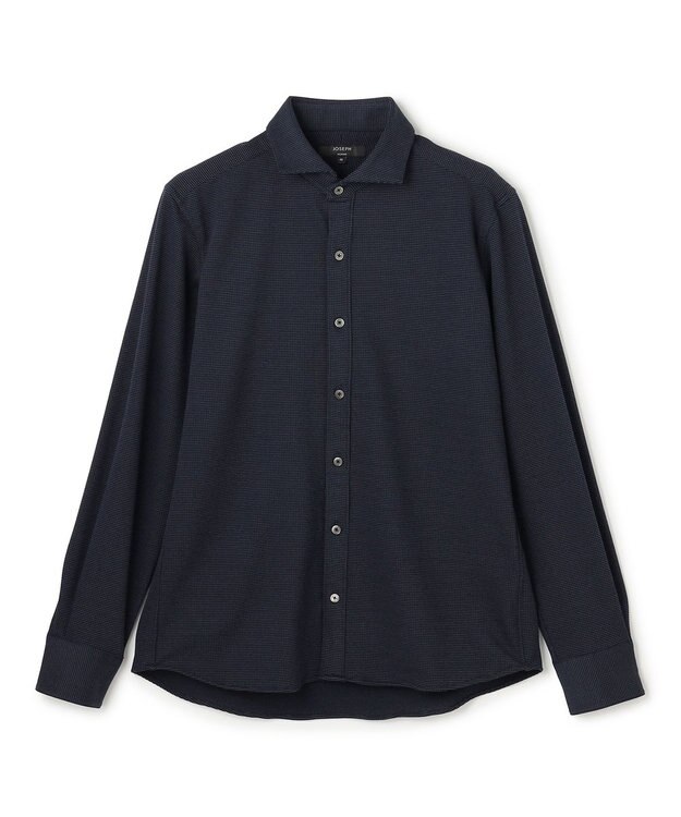 JOSEPH HOMME 【新素材】グリットタックジャージー　ホリゾンタルカラーシャツ ネイビー系