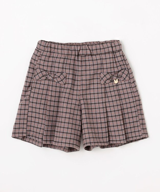 ANY KIDS チェック柄 ショートパンツ ブラウン×チェック