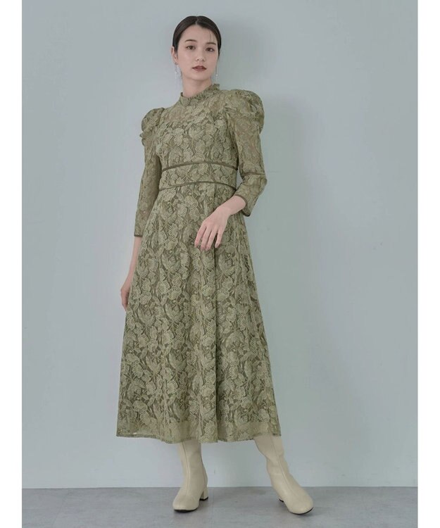 earth music&ecology 総レースワンピース Olive