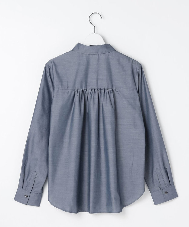 ANY SIS L ボウタイ付きビジュー シャツ シャンブレーブルー