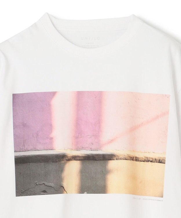 UNFILO MENS PHOTO TEE【ギフトにもおすすめ】 白×ピンク