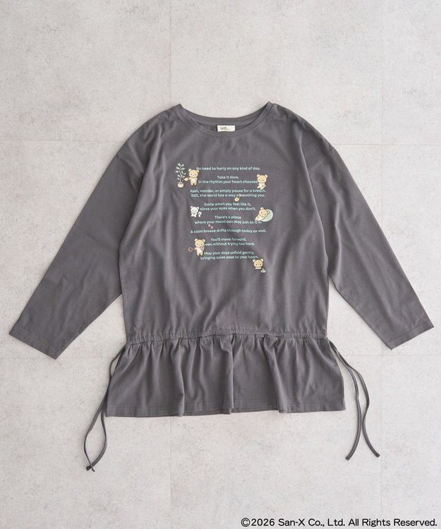 earth music&ecology 【予約】リラックマ×earth ブラウジングロンT チャコールグレー