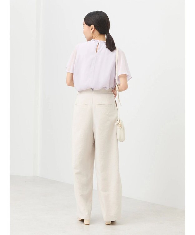 earth music&ecology マジョリカプリーツ半袖ブラウス Pink