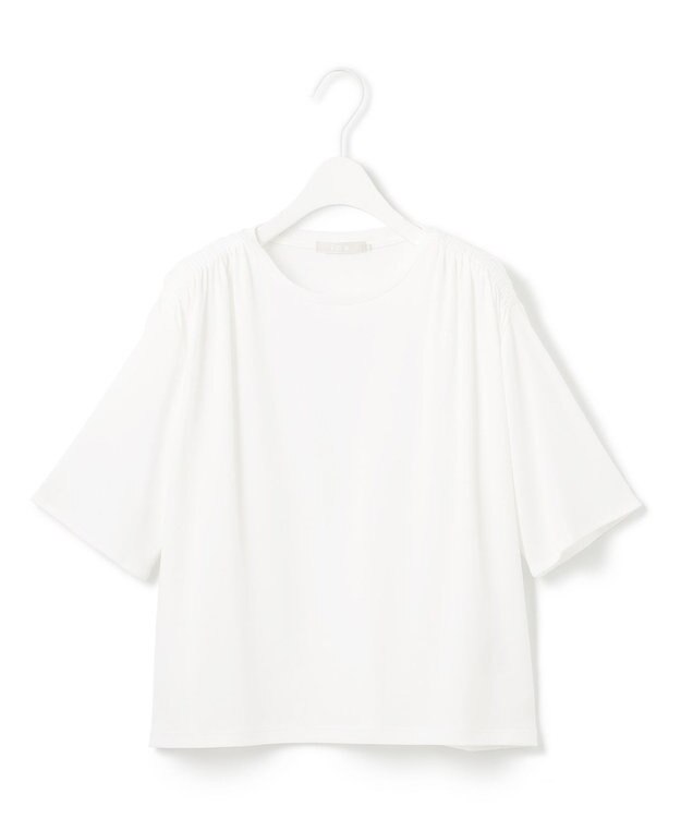 ICB 【接触冷感・UVケア・洗える】 ハイツイストスムース デザインカットソー オフホワイト系