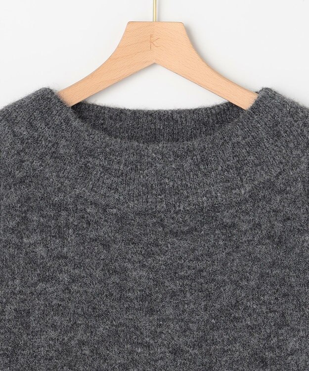 組曲 L へアリーヤーンボートネック ニット チャコールグレー系