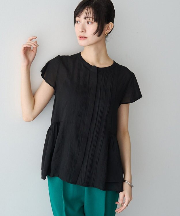 YECCA VECCA ペプラムシアーブラウス Black