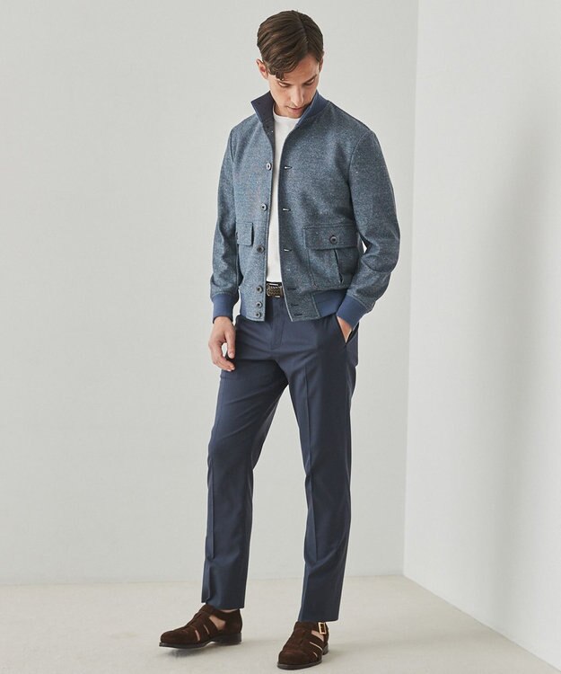 GOTAIRIKU 仕事で着られる綿パン【吸水速乾/ストレッチ/折り目加工】クールマックスコットンパンツ_ノータック（26年モデル） ネイビー系