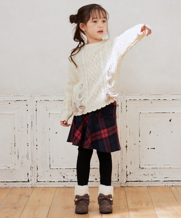 ANY KIDS タータンチェックスカッツ レッド系チェック