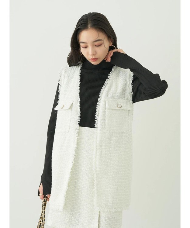 earth music&ecology ツイードジレ Ivory