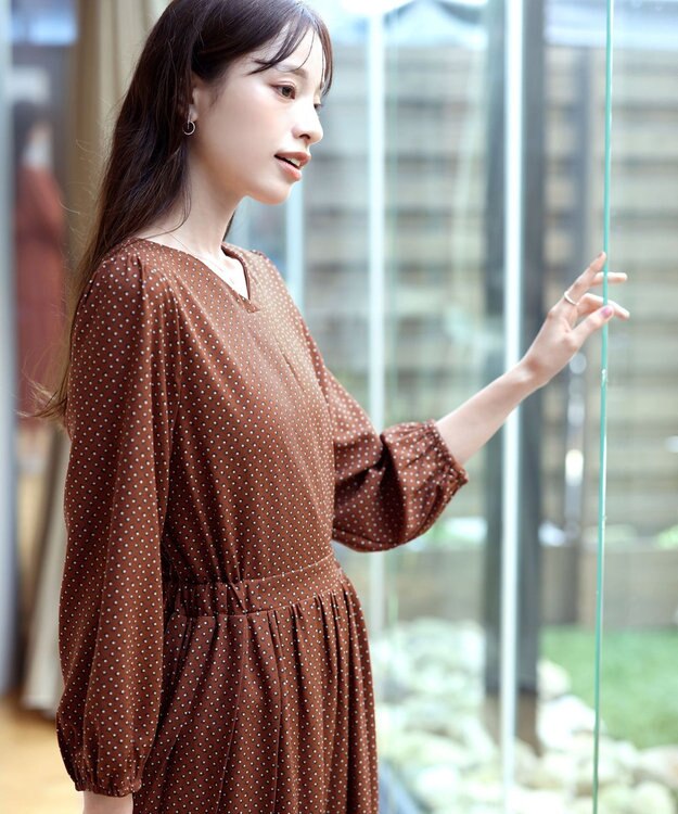 Tiaclasse 【洗える・新色追加】パフスリーブプリーツワンピース テラコッタ