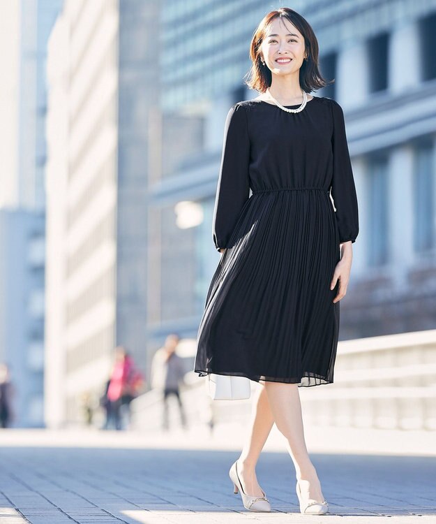 ANY SIS 【洗える】フェミニンプリーツ ワンピース ネイビー