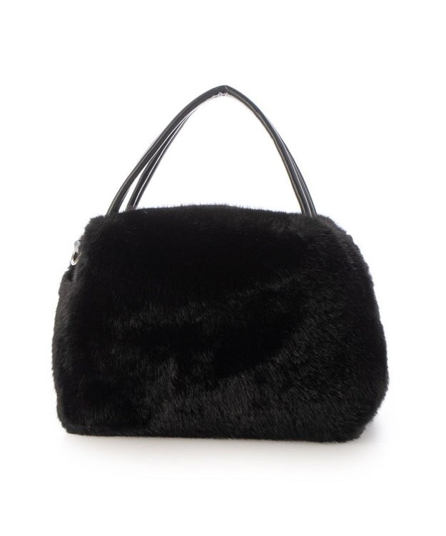 UNBILLION カシュカシュ cachecache / ミンク風エコファー2wayボックストート ブラック