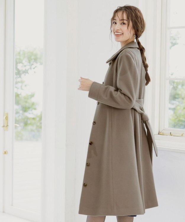 Tiaclasse L 【ウール90％】ステンカラープリンセスウールコート モカ